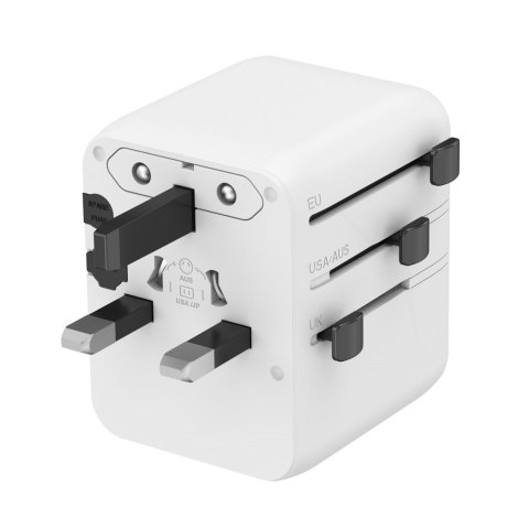 GEMBIRD GEMBIRD UNIWERSALNY ADAPTER PODRÓŻNY 20 W, BIAŁY