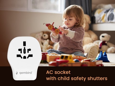 GEMBIRD GEMBIRD UNIWERSALNY ADAPTER PODRÓŻNY 20 W, BIAŁY