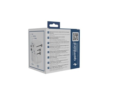 GEMBIRD GEMBIRD UNIWERSALNY ADAPTER PODRÓŻNY 70 W, BIAŁY