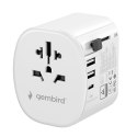 GEMBIRD GEMBIRD UNIWERSALNY ADAPTER PODRÓŻNY Z UZIEMIENIEM 15 W, BIAŁY