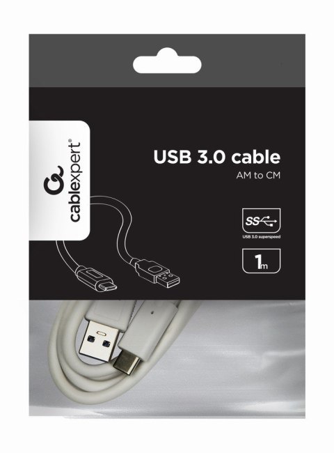 GEMBIRD Kabel GEMBIRD CCP-USB3-AMCM-1M-W (USB typu C M - USB 3.0 M; 1m; kolor biały)
