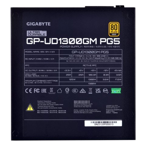Gigabyte Zasilacz Gigabyte UD1300GM PG5 1300W 80+ Gold
