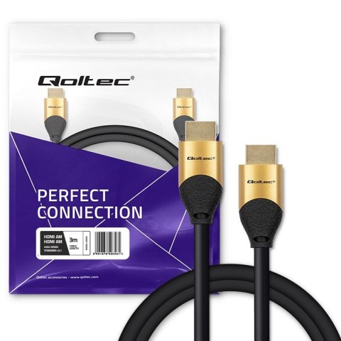 Qoltec QOLTEC KABEL HDMI V2.1 ULTRA HIGH SPEED 8K | 60HZ | 28AWG | GOLD | 3M