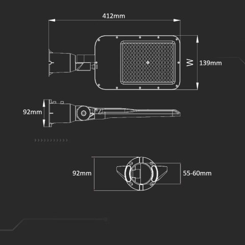 V-TAC Oprawa uliczna LED V-TAC SAMSUNG CHIP z regulacją 50W wymienny moduł LED VT-55ST 6500K 4700lm 5 lat gwarancji