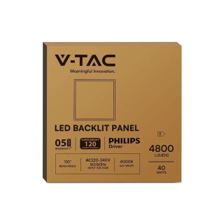 V-TAC Panel LED V-TAC 40W 600x600 LED backlight 33mm 120Lm/W zasilacz Philips VT-61040 4000K 4800lm 5 lat gwarancji