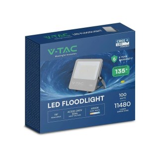 V-TAC Projektor LED V-TAC CREE CHIP 100W 135lm/W czarna obudowa przewód 1m IP65 VT-44101 6500K 11480lm 6 lat gwarancji