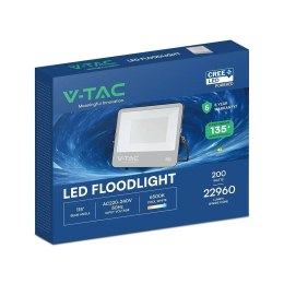 V-TAC Projektor LED V-TAC CREE CHIP 200W 135lm/W czarna obudowa przewód 1m IP65 VT-44201 6500K 27000lm 6 lat gwarancji