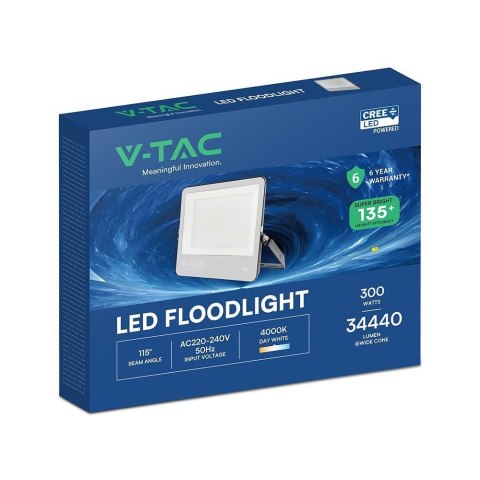 V-TAC Projektor LED V-TAC CREE CHIP 300W 135lm/W czarna obudowa przewód 1m IP65 VT-44003 4000K 40500lm 6 lat gwarancji