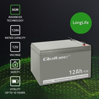 Qoltec QOLTEC AKUMULATOR AGM | 12V | 12AH