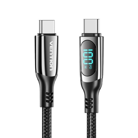 Vention Kabel USB-C do USB-C Vention USB 2.0 5A 1.2m z wyświetlaczem czarny
