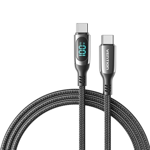 Vention Kabel USB-C do USB-C Vention USB 2.0 5A 1.2m z wyświetlaczem czarny