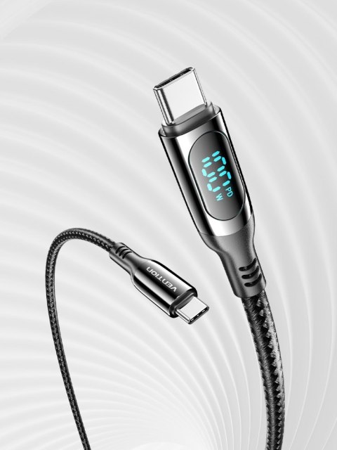 Vention Kabel USB-C do USB-C Vention USB 2.0 5A 1.2m z wyświetlaczem czarny