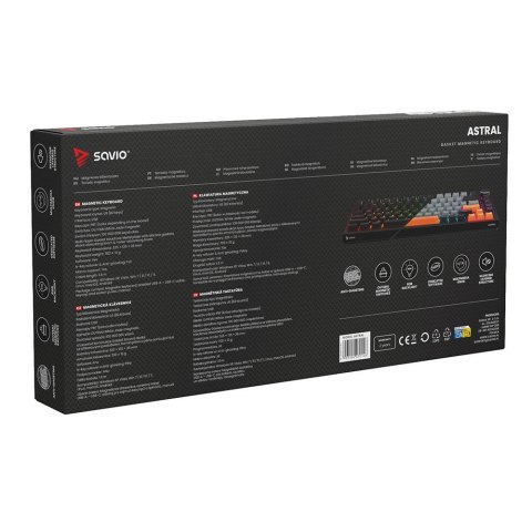 SAVIO SAVIO KLAWIATURA MAGNETYCZNA ASTRAL BLACK OUTEMU WHITE JADE RGB 3 KOLORY KEYCAPÓW