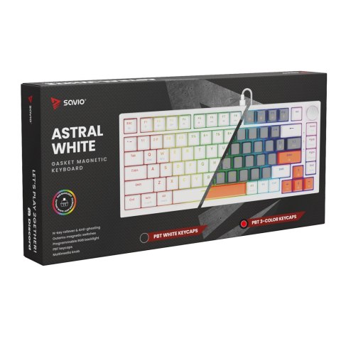 SAVIO SAVIO KLAWIATURA MAGNETYCZNA ASTRAL WHITE OUTEMU WHITE JADE RGB 3 KOLORY KEYCAPÓW