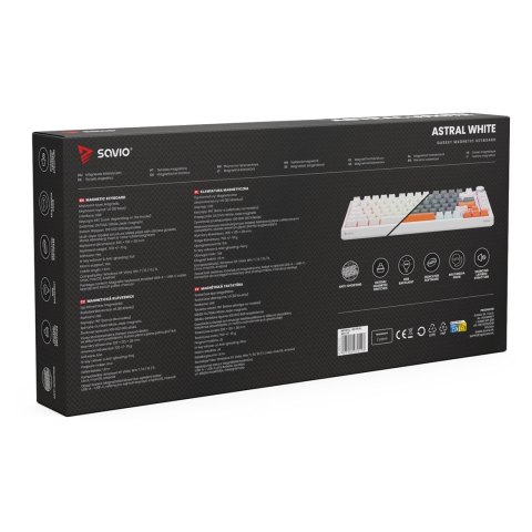SAVIO SAVIO KLAWIATURA MAGNETYCZNA ASTRAL WHITE OUTEMU WHITE JADE RGB 3 KOLORY KEYCAPÓW