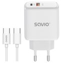 SAVIO SAVIO ŁADOWARKA SIECIOWA 20W + KABEL QUICK CHARGE POWER DELIVERY 3.0 BIAŁA LA-13