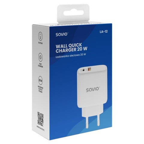 SAVIO SAVIO ŁADOWARKA SIECIOWA 20W QUICK CHARGE POWER DELIVERY 3.0 LA-12