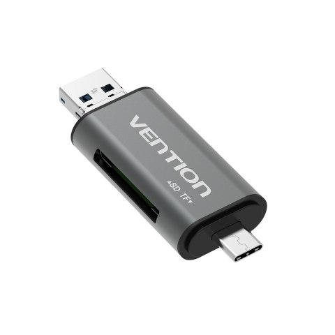 Vention Czytnik kart SD / microSD Vention ze złączami USB 3.0 USB-C microSD szary