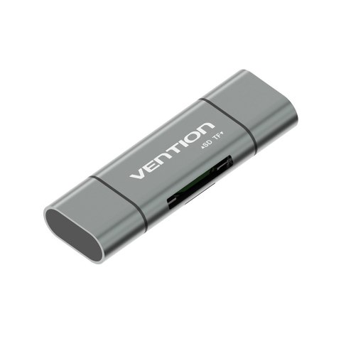 Vention Czytnik kart SD / microSD Vention ze złączami USB 3.0 USB-C microSD szary
