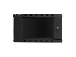 Lanberg Szafa jednosekcyjna Lanberg WF01-6606-10B (6U; 368mm / 600mm / 600 mm; wisząca; Szklane; 19''; kolor czarny) (WYPRZEDAŻ)