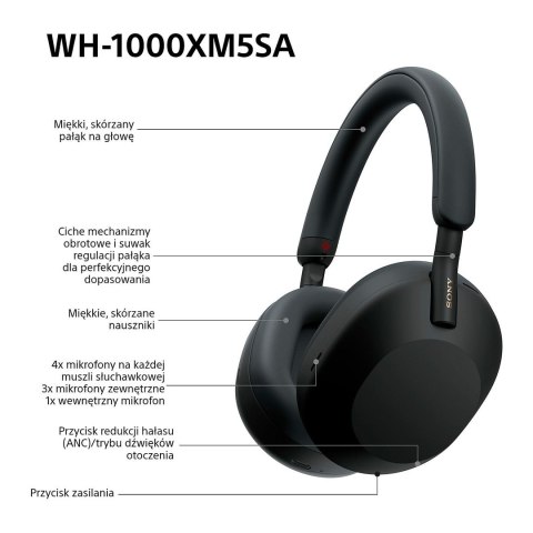 Sony Słuchawki bezprzewodowe SONY WH-1000XM5SA Black