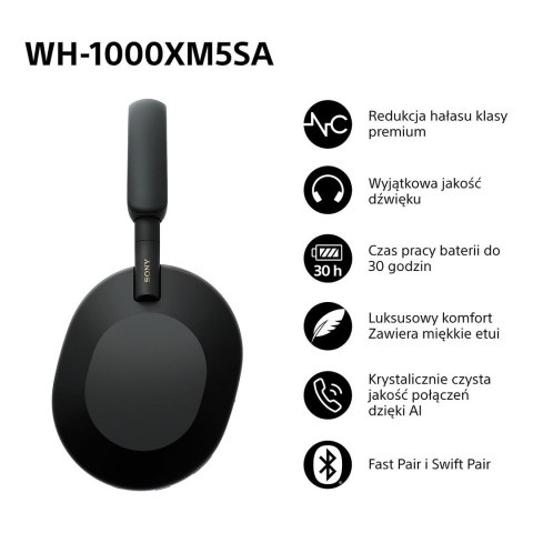 Sony Słuchawki bezprzewodowe SONY WH-1000XM5SA Black