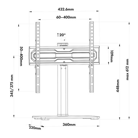 Maclean MACLEAN UNIWERSALNY STOJAK DO TV NA SZAFKĘ, , PODSTAWKA, MAX. 35 KG, OBRÓT 20 STOPNI, DLA TV 32-55" MC-132