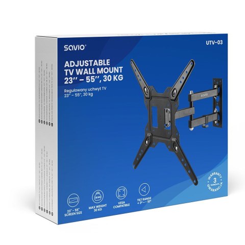 SAVIO SAVIO REGULOWANY UCHWYT TV UTV-03 23''- 55'' 30 KG