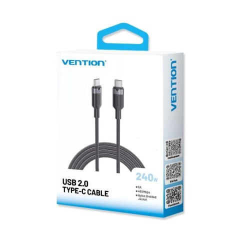 Vention Kabel USB-C do USB-C 2.0 PD 3.1 Vention 5A 240W 1m czarny