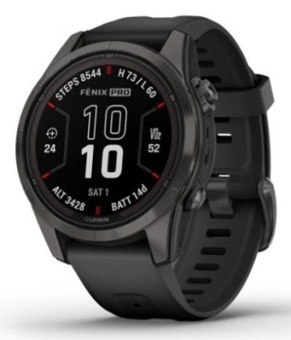 Garmin Zegarek Garmin Fenix 7S Pro 42mm Sapphire Solar szary tytanowy DLC z czarnym paskiem