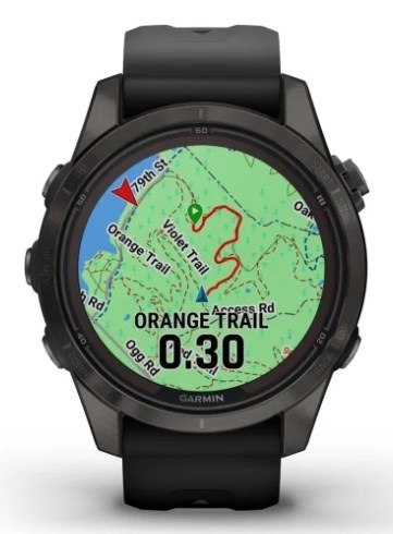 Garmin Zegarek Garmin Fenix 7S Pro 42mm Sapphire Solar szary tytanowy DLC z czarnym paskiem