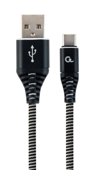 GEMBIRD GEMBIRD PREMIUM KABEL USB-C 2.0 (AM/CM) METALOWE WTYKI, OPLOT NYLONOWY 2M, CZARNO/BIAŁY