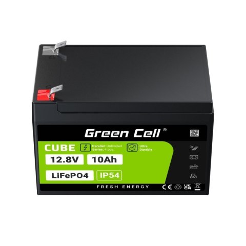 Green Cell GREEN CELL AKUMULATOR LIFEPO4 CUBE 10AH 12V/12.8V 128WH LFPGC12V10AH