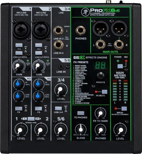 MACKIE Mackie ProFX6v3 - Mikser analogowy z interfejsem USB