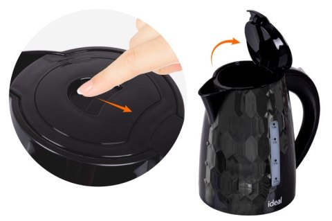 IDEAL IDEAL CZAJNIK 1,8 L,MOC 1500 W,CZARNY POŁYSK IK112