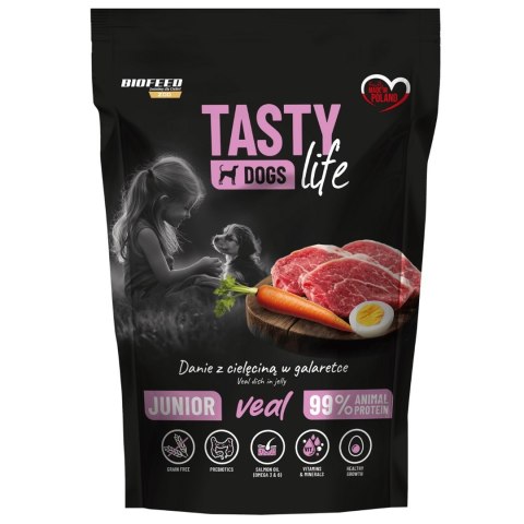 BIOFEED BIOFEED Tasty dog life Junior Mini Cielęcina 90% Saszetka 150g