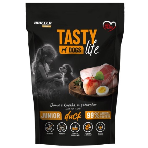 BIOFEED BIOFEED Tasty dog life Junior Mini Kaczka 90% Saszetka 150g