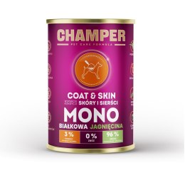CHAMPER CHAMPER COAT&SKIN MONOBIAŁKOWA jagnięcina mokra karma dla psa 400g