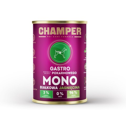 CHAMPER CHAMPER GASTRO MONOBIAŁKOWA jagnięcina mokra karma dla psa 400g