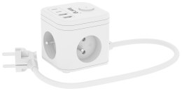 KERG Kerg smart - kostka zasilająca 3-gniazdowa + ładowarka USB-A+USB-C 1,5m 3×1,5mm2 H05VV-F 16A/250V~