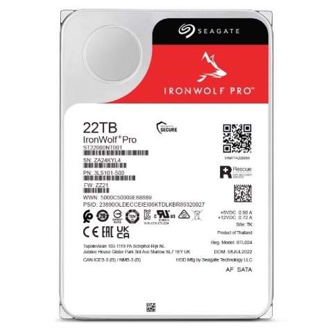 Seagate Dysk twardy HDD Seagate IronWolf Pro 22TB 3,5" SATA ST22000NT001