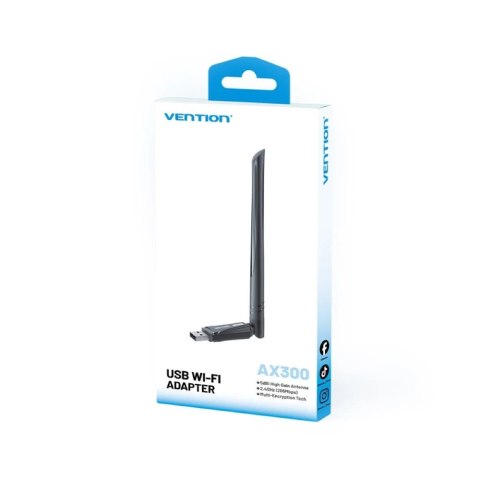 Vention Karta sieciowa Vention AX300 USB Wi-Fi 6 2.4GHz z anteną czarny