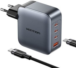 Vention Ładowarka Vention 100W GaN 1x USB-A 3x USB-C + kabel USB-C do USB-C 1m