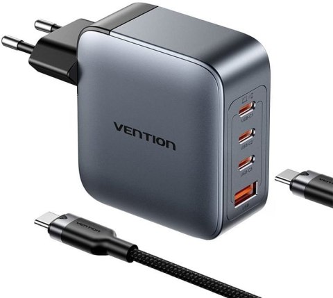 Vention Ładowarka Vention 100W GaN 1x USB-A 3x USB-C + kabel USB-C do USB-C 1m