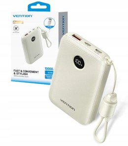 Vention Powerbank Vention 10000mAh 2 x USB-C 1x USB-A z wyświetlaczem 22,5W beżowy