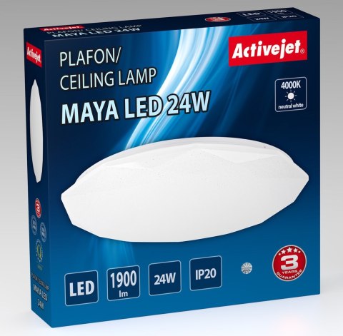 Activejet Nowoczesny plafon sufitowy LED Activejet MAYA 24W (WYPRZEDAŻ)