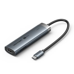 Vention Hub 5w1 Vention USB-C 100W PD 5Gbps 4K@60Hz srebrny