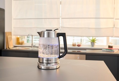SEVERIN SEVERIN CZAJNIK ELEKTR. SZKŁO-STAL, REGULACJA TEMP. W PODST. AUTO. PROGRAMY, SITKO DO HERBATY, 1,7 L, MOC 3000W WK3480