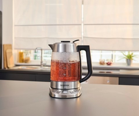 SEVERIN SEVERIN CZAJNIK ELEKTR. SZKŁO-STAL, REGULACJA TEMP. W PODST. AUTO. PROGRAMY, SITKO DO HERBATY, 1,7 L, MOC 3000W WK3480