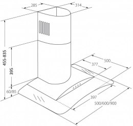 AKPO Okap kominowy AKPO WK-4 LARGO ECO 60 CZARNY (399,1 m3/h; 600mm; kolor czarny)